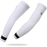 Xinzechen Compression Cycling Arm Sleeve Warmers White Theme Size M