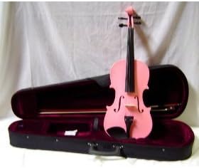 Crystalcello MV450PK 1/8 Size Violin with Carrying Case + Bow + Accessories - Pink Color