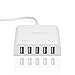 40W 8 Amps 5 Port High Speed USB Charger with IDD Technology (Intelligent Device Detection) iOS & Android Devices and Every Other Device with an USB Port - White - KabelDirekt