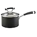 Circulon Contempo Hard Anodized Nonstick Sauce Pan/ Saucepan with Straining and Lid, 2 Quart, Black