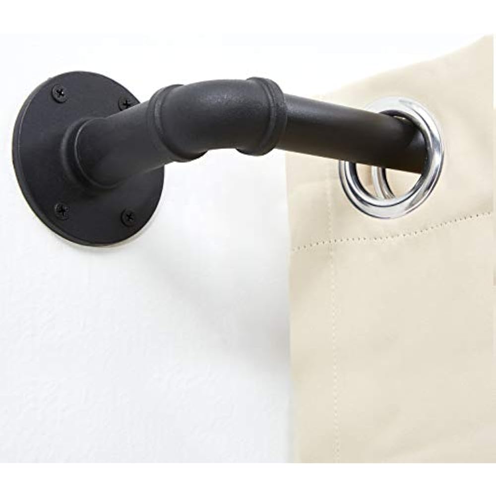 1 Inch Industrial Curtain Rod, Rods For Windows 48 To 84, Rods, Black