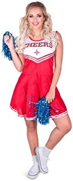 Karnival Women's Red Cheerleader Costume Set - Perfect For Halloween, Costume Party Accessory. Trick or Treating (XS)