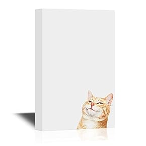 Peekaboo Animals Canvas Wall Art - A Yellow Cat - Gallery Wrap Modern Home Art | Ready to Hang - 12x18 inches