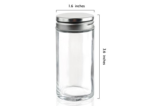 Nellam French Round Glass Spice Jars – Set of 12 with Shaker Lids and Chalkboard Sticker Labels, Small 4oz Bottles - Stackable Herbs and Spices Containers - Decorative Organizers in Silver - Thumbnail 3