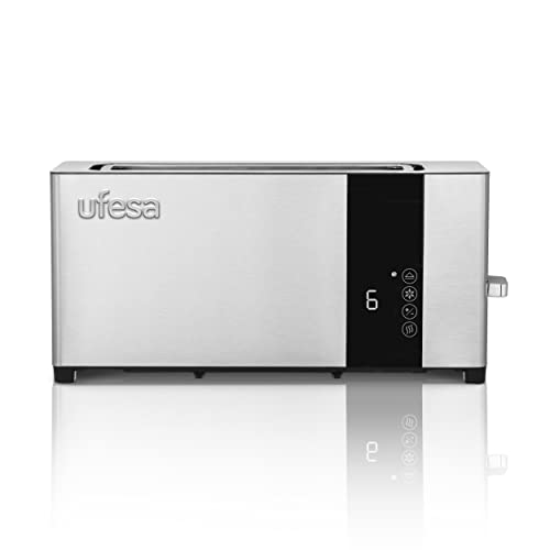 Ufesa Plus Delux Tostador de 1 Ranura Larga y Ancha, 1050W, 7 Niveles, Funcion Recalentar, Descongerlar y Cancelar, Bandeja