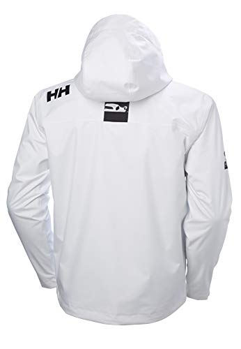 Helly Hansen Men's Crew Hooded Midlayer Fleece Lined Waterproof Raincoat Jacket, 001 White, X-Large