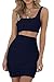 CHYRII Women's Sexy Cutout One Shoulder Sleeveless Party Clubbing Dress Navy Blue L