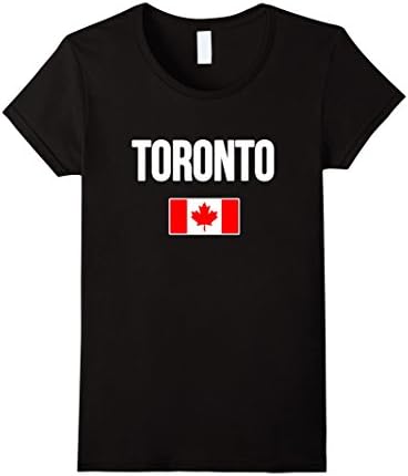 Womens TORONTO T-shirt Canadian Flag Canada Tee Souvenir Travel XL Black