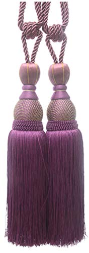 Inesun 1 Pair Tassels Curtain Tiebacks Home Decorative Window Drapery Ball Tassels Rope Holdbacks (Purple) - Thumbnail 6