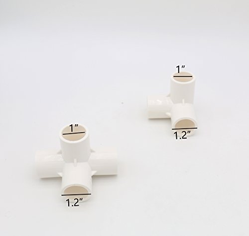 Castuvy PVC three-dimensional three-way/four-way kit, DIY Shoe Cabinet Right angle Shelf Plastic Water Supply Pipe Fittings, Furniture Grade, Suitable for T tube with outer diameter 1",White (8 Pack)