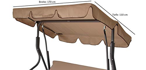 DEGAMO Dachplane Ersatz Dach für Hollywoodschaukel Florida 170x110cm, cremefarben mit Kedern, Outdoor – Bild 5