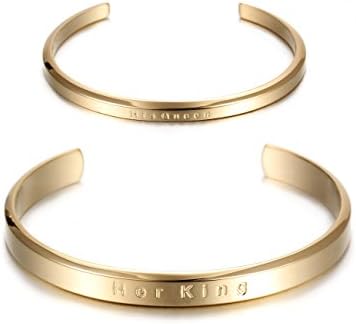 Stainless Steel Gold Plated His and Her Couple Bracelet(2PCS)