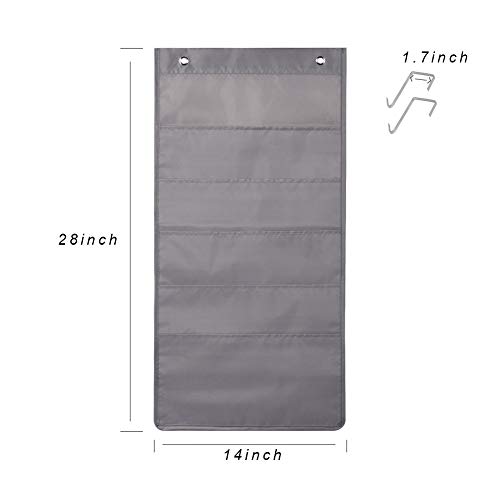 5 Pocket Hanging File Folder Organizer, Cascading Wall Organizer with 2 Hangers-Ideal for Home Organization,School Pocket Chart, Business folders and Paper Organizer (5 Pocket-2Pack) (grey-2pack)