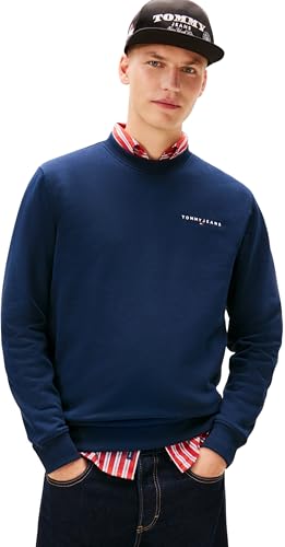 Herren TJM REG LINEAR Crew EXT DM0DM20249 Pullover Sweatshirt, Blau (Dark Night Navy), M, Blau (Dark Night Navy), M