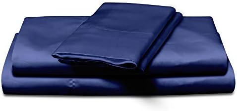 Natural Life Home 3 Piece Satin Sheet Set, Twin, Navy