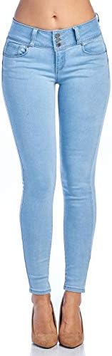 Women's Butt Lift Mid Rise Denim Skinny Jeans with Comfort Stretch