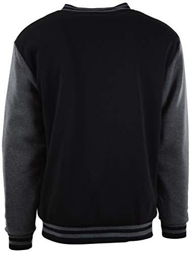 ChoiceApparel Mens Baseball Varsity Jacket with Detachable Hoodie (2XL, 111-Black/Charcoal)