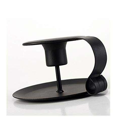 image for Sfeexun Retro Iron Simple Black Chamberstick Candlestick Holders Taper