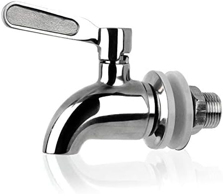 QINGHEC 1 Pcs Universal Water Dispenser Tap Replacement, Tea Urn Tap, 304 Stainless Steel Dispenser Faucets for Hot Cold Water Beer Wine Juice Bottle Bucket, Silver,16mm-1pcs