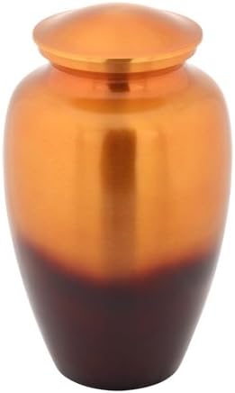 Silverlight Urns Sunset Brass Cremation Urn, Orange Funeral Urn for Ashes, Adult Sized, 10 Inches High