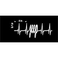 Sticker Rite Here Jeep Lover Heartbeat EKG in White Vinyl Car/Laptop/Window/Wall Decal