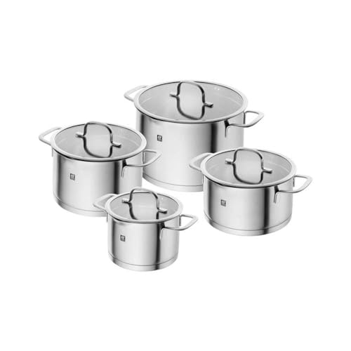 ZWILLING TrueFlow Stainless Steel Pot Set, 4 Pieces, Pouring Function, Suitable for Induction, Silver