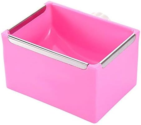 FDSHIP Square Bite Proof Cage Attach with Steel Coating on Edges Food Bowl Cum Water Bowl for Hamster/Guinea Pigs/Rabbit/Dwarf/Gerbil/Chinchilla/Mice (Pink)
