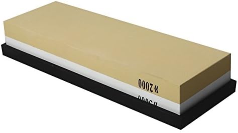 Sharpening Stone Cutlery 2000/5000 Grit Two-Sided Whetstone with Rubber Whetstone Holder
