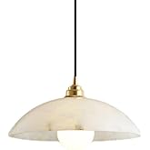 SIYGANK Alabaster Brass Pendant Light Modern Marble Pendant Light Fixture Large Natural Stone Ceiling Hanging Lamp Mid Centur