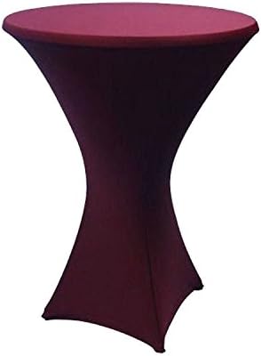 SY66 Cocktail Spandex Fitted Stretchable Elastic Square Corners Decorative Tablecloth Round Folding Cover Stretch (32x43", wine red)