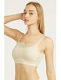 Sofra - Lote de 6 sujetadores de encaje inalámbricos sin costuras acolchados, correas ajustables, varios colores