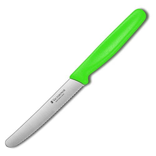 Victorinox Swiss Stainless Steel Round 4.5 Inch Utility Knife with
Green Fibrox Handle