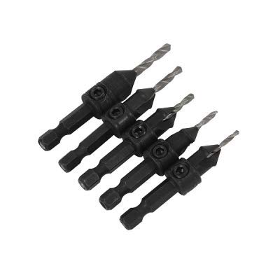 5pc Drill Bit Countersink Set for Wood Carpenter Quick Change Hex Shank