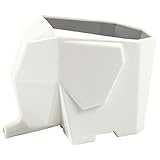 Elephant Plastic Kitchen Cutlery Drainer - Dinnerware Utensils Storage, Tooth Brushes Organizer for Bathroom, Sink, Bedroom Cosmetic Organized Holder, Storage Box - White, 6 x 4.75 x 3.75 Inches