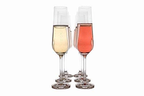 Crystal Champagne Flute (Set of 6), Elegant and Clear Rose Stemware, 100% Lead-Free - Made in Europe, 6.8 Ounces - Thumbnail 3