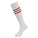 Fasoar Men's Women's Unisex Soft Fancy Design Multi Colorful Patterned Knee High Boot Socks 12 Pack White Red Stripe 12 Pairs White Red Stripe One Size