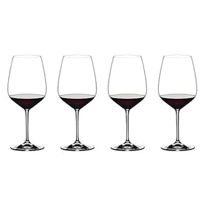 RIEDEL Extreme, Set 4 Calici Vino ‘Cabernet’ – Cristal cristal, Contornos extremos, 4 piezas, 56 oz, Rojo, Tulip, Copa de vino tinto