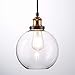 Linea di Liara Primo Large Black and Gold Glass Globe Pendant Light Fixture Farmhouse Pendant Lighting for Kitchen Island Mid Century Modern Ceiling Light Clear Glass Shade, Bulb Included, UL Listed