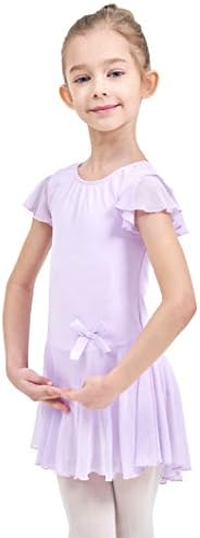 Ferlema Girls' Skirted Ballet Leotard with Snap Crotch│Gymnastics Dance Dress for Girls/Toddlers/Kids