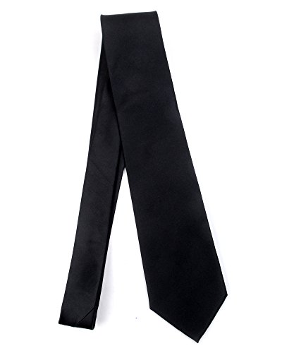 Umo Lorenzo - Mens Polyester Solid Black Satin Neck Ties (48 Pack)
