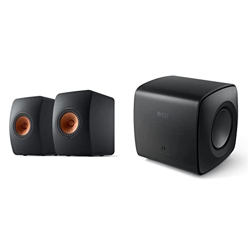 KEF LS50 Wireless II (Pair, Carbon Black) KC62 Subwoofer (Black