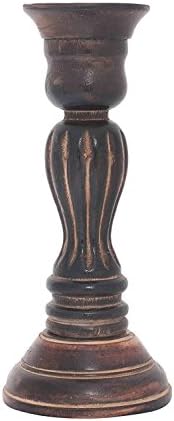 Wooden Candle Stand, Candle Stick Holders, Pillar Shape with Carving Work 11 Inch Candle Holder Stand, Decorative Candle Display Stand for Home & Office, Easter Day / Mother day / Good Friday Gift