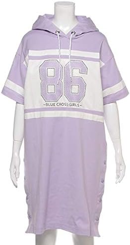Amazon ブルークロスガールズ Blue Cross Girls メッシュ切り替えナンバリングパーカーワンピース ライラック L 160 ガールズ 通販