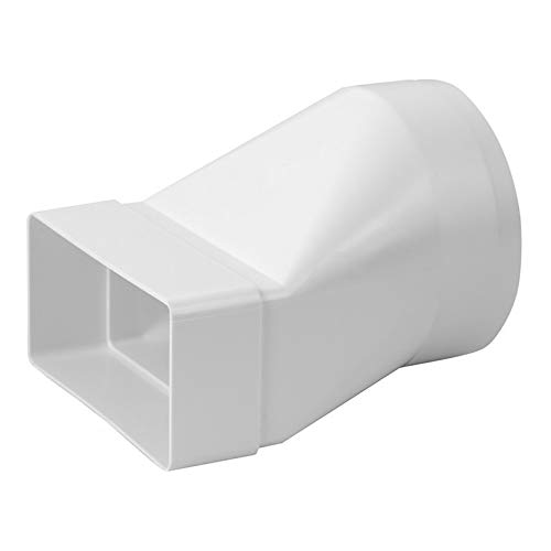 Steinberg14 White 110x55mm - Ø 100mm Flat Channel to Round Pipe Ducting Adaptor - Plastic Connector, Adapter, Reducer - 4.3 x 2.1 inch to Ø 4 inch — image 1