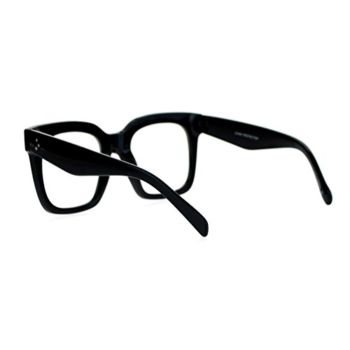 Super Oversized Clear Lens Glasses Thick Square Frame Fashion Eyeglasses Black