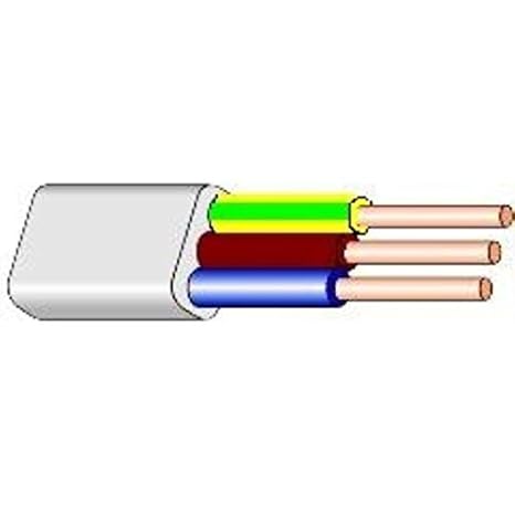 10m Flache Installationsleitung Kabel 3 x 1,5 mm YDYp flach weiß