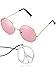Tatuo Hippie Dressing Accessory Set Hippie Glasses and Peace Sign Necklace (Pink)