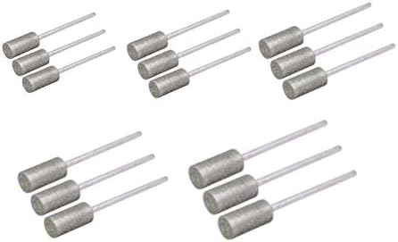 Diamond Grinding Head, 15pcs 4m/6m/8m/10m/12m Grinding Rod, Cylinder Head Mounted Points Grinding Bit Diamond Coated for Dremel