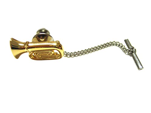 Gold Toned Tuba Music Instrument Tie Tack - Thumbnail 2