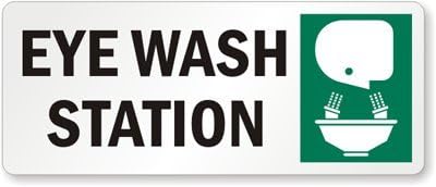 Eye Wash Station (with graphic) (horizontal), Adhesive Signs and Labels, 5 Labels / Pack, 10" x 4"